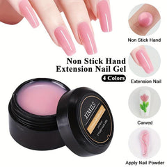 Non Stick Hand Gel Nail Polish Set - Clear Nude Solid Nail Tips Painting Gel Kit
