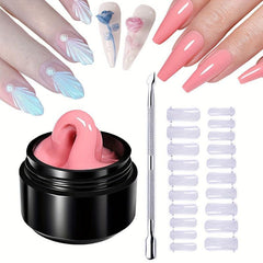 Non Stick Hand Gel Nail Polish Set - Clear Nude Solid Nail Tips Painting Gel Kit