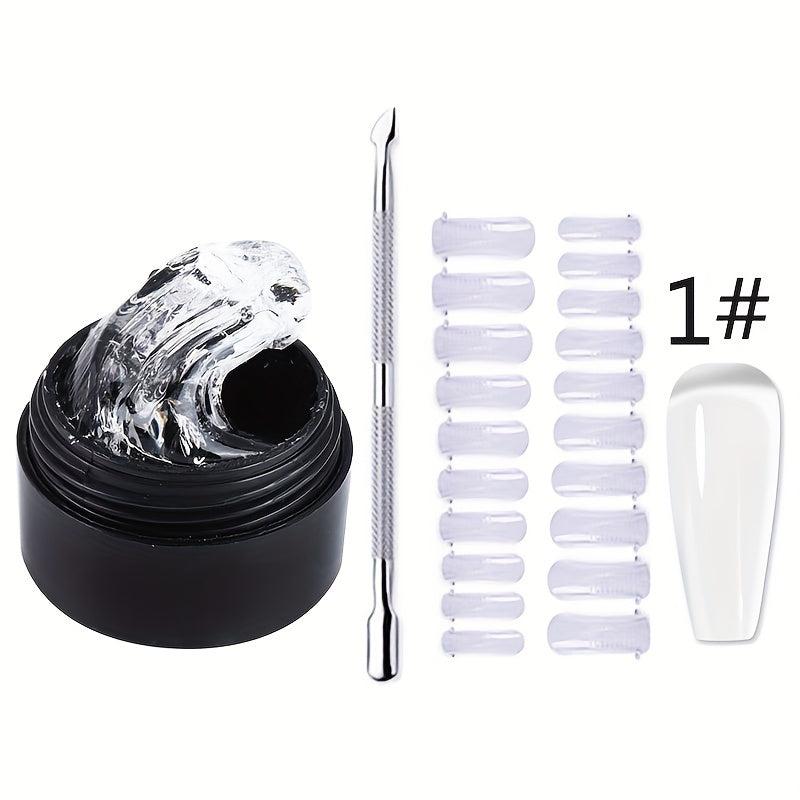 Non Stick Hand Gel Nail Polish Set - Clear Nude Solid Nail Tips Painting Gel Kit