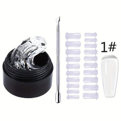Non Stick Hand Gel Nail Polish Set - Clear Nude Solid Nail Tips Painting Gel Kit