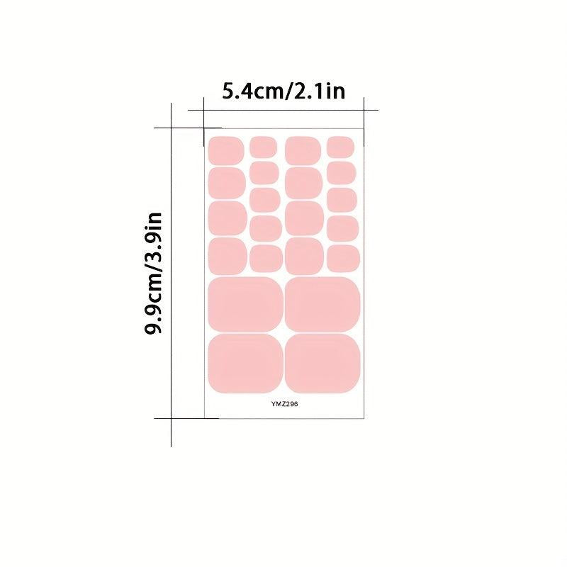 8pcs Full Cover Toe Nail Stickers Solid Adhesive Decals for Women and Girls