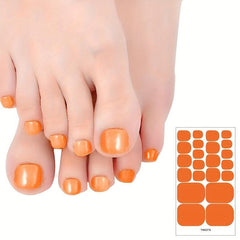 8pcs Full Cover Toe Nail Stickers Solid Adhesive Decals for Women and Girls