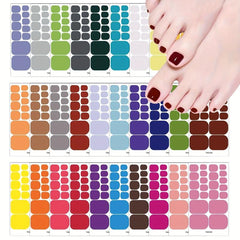 8pcs Full Cover Toe Nail Stickers Solid Adhesive Decals for Women and Girls