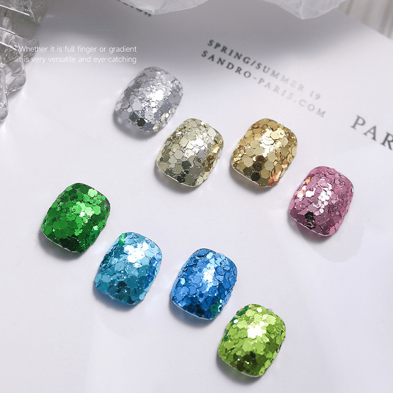 Fluorescent 3D Nail Glitter Sequins Shinning Colorful Confetti Manicure Tips
