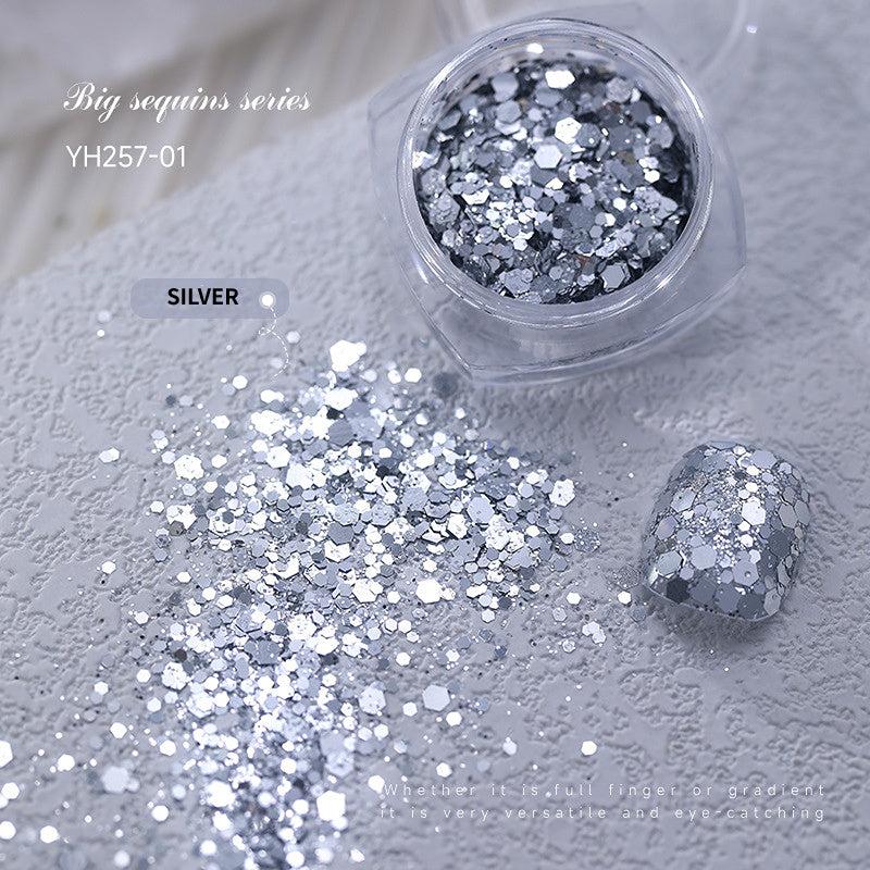 Fluorescent 3D Nail Glitter Sequins Shinning Colorful Confetti Manicure Tips