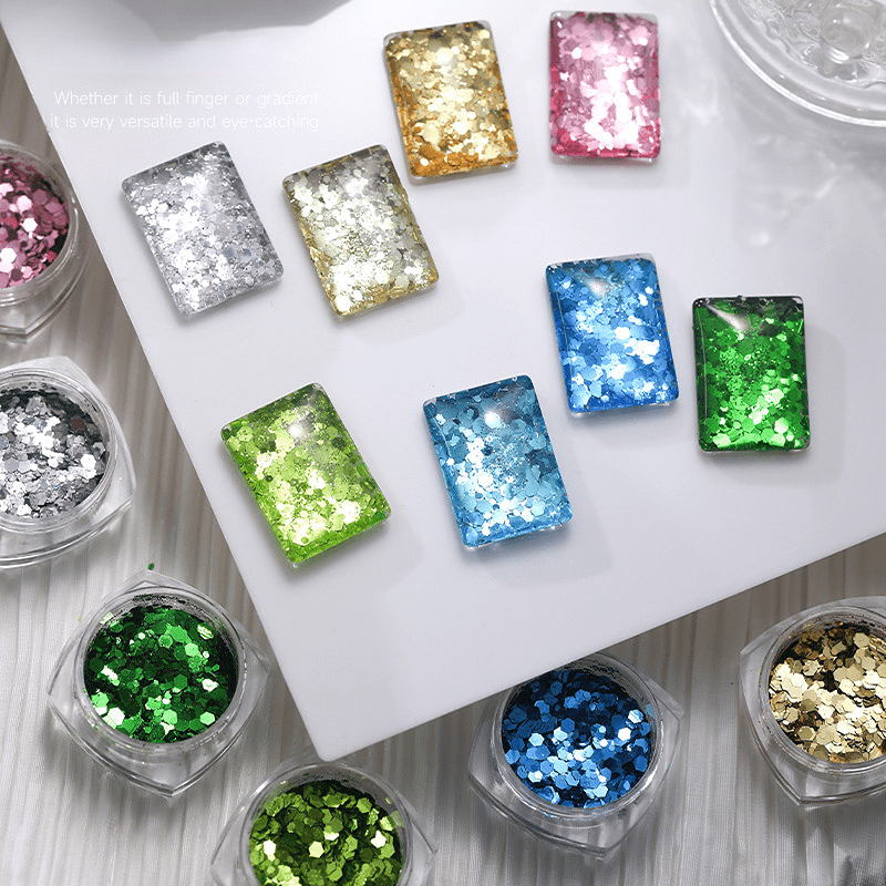 Fluorescent 3D Nail Glitter Sequins Shinning Colorful Confetti Manicure Tips
