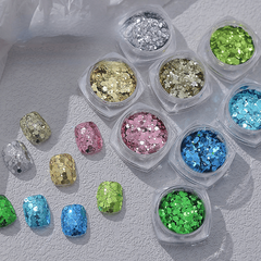 Fluorescent 3D Nail Glitter Sequins Shinning Colorful Confetti Manicure Tips