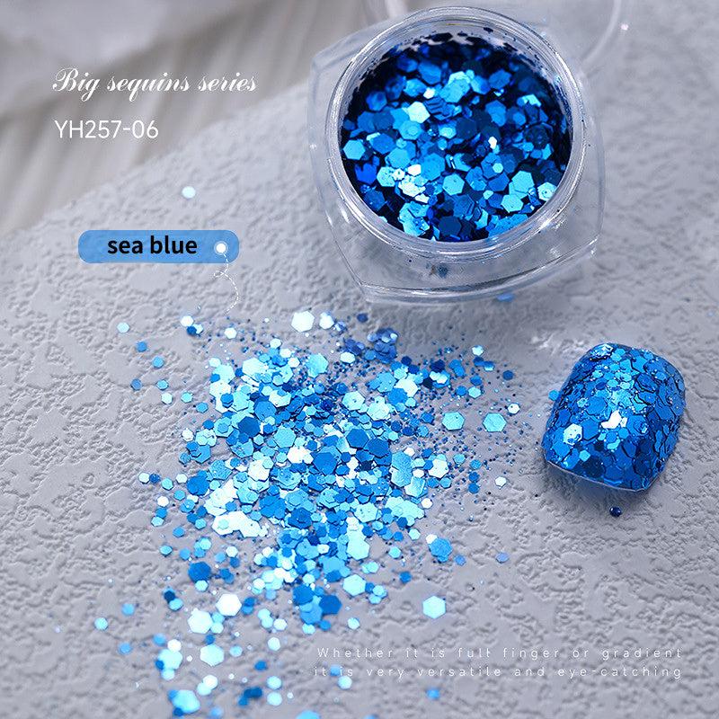 Fluorescent 3D Nail Glitter Sequins Shinning Colorful Confetti Manicure Tips