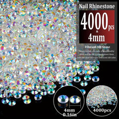 4000pcs 4mm Resin Rhinestones Transparent AB Flatback Round Gems