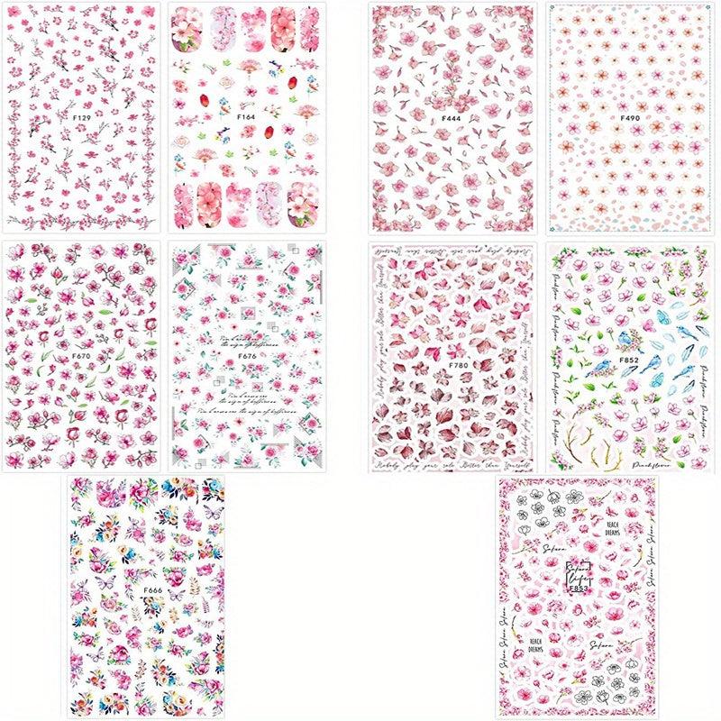 3D Flower Nail Art Stickers Self Adhesive Decals for Acrylic Nails