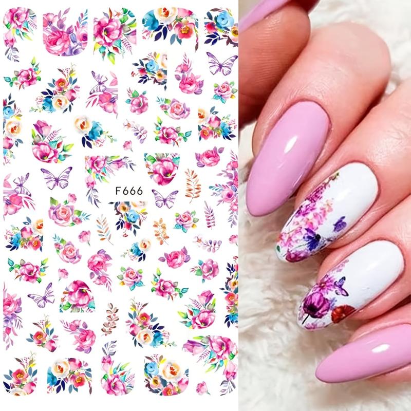 3D Flower Nail Art Stickers Self Adhesive Decals for Acrylic Nails
