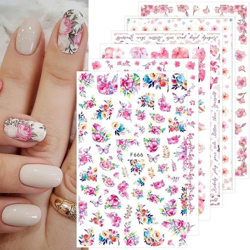 3D Flower Nail Art Stickers Self Adhesive Decals for Acrylic Nails
