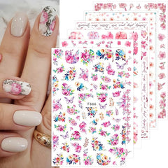 3D Flower Nail Art Stickers Self Adhesive Decals for Acrylic Nails