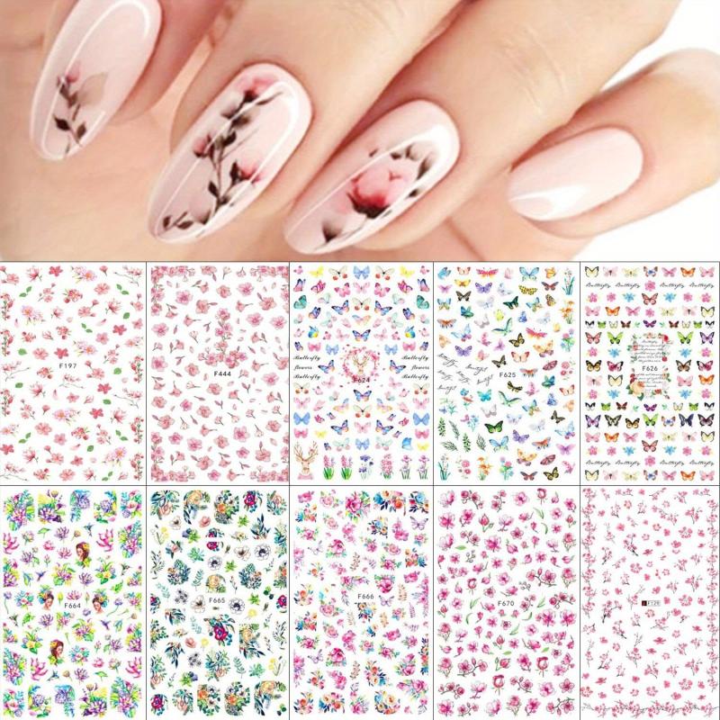 3D Flower Nail Art Stickers Self Adhesive Decals for Acrylic Nails