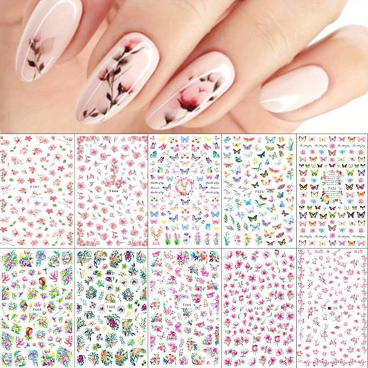 3D Flower Nail Art Stickers Self Adhesive Decals for Acrylic Nails