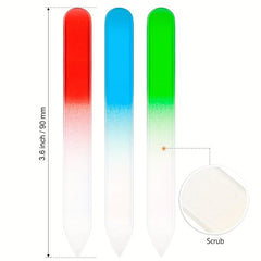 24 pcs Gradient Rainbow Glass Nail Files Czech Crystal Glass Nail Files