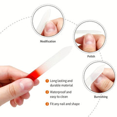 24 pcs Gradient Rainbow Glass Nail Files Czech Crystal Glass Nail Files