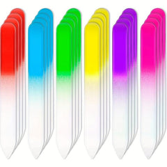24 pcs Gradient Rainbow Glass Nail Files Czech Crystal Glass Nail Files