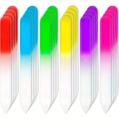 24 pcs Gradient Rainbow Glass Nail Files Czech Crystal Glass Nail Files