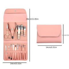 Stainless Steel Grooming Kit 16 Pcs Nail Care Files Ear Spoon Clip