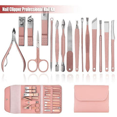 Stainless Steel Grooming Kit 16 Pcs Nail Care Files Ear Spoon Clip