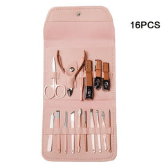 Stainless Steel Grooming Kit 16 Pcs Nail Care Files Ear Spoon Clip