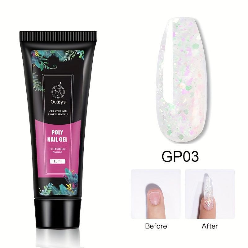 Glitter Poly Gel Nail Extension Gel 12 Colors 15ml Long Nail Extension Poly Gel