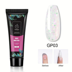 Glitter Poly Gel Nail Extension Gel 12 Colors 15ml Long Nail Extension Poly Gel