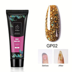 Glitter Poly Gel Nail Extension Gel 12 Colors 15ml Long Nail Extension Poly Gel