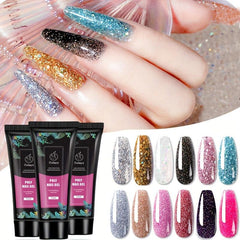 Glitter Poly Gel Nail Extension Gel 12 Colors 15ml Long Nail Extension Poly Gel