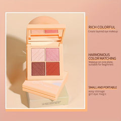 4-Color Eyeshadow Palette Brown Coral Matte Shimmer