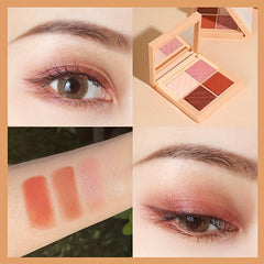 4-Color Eyeshadow Palette Brown Coral Matte Shimmer