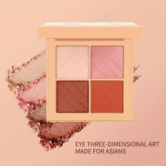 4-Color Eyeshadow Palette Brown Coral Matte Shimmer