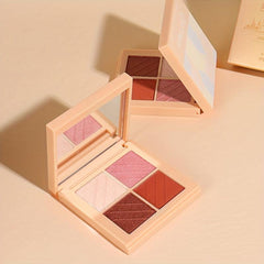 4-Color Eyeshadow Palette Brown Coral Matte Shimmer