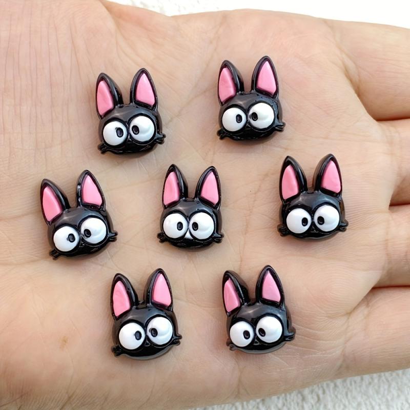10Pcs Halloween Cat Resin Crafts for Jewelry Making & Manicure Art