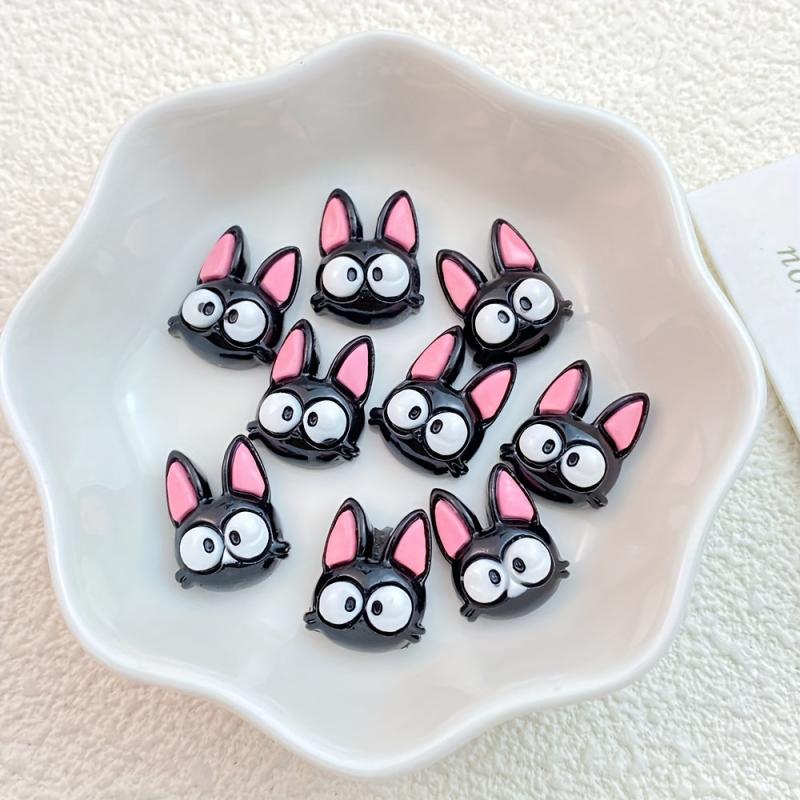 10Pcs Halloween Cat Resin Crafts for Jewelry Making & Manicure Art