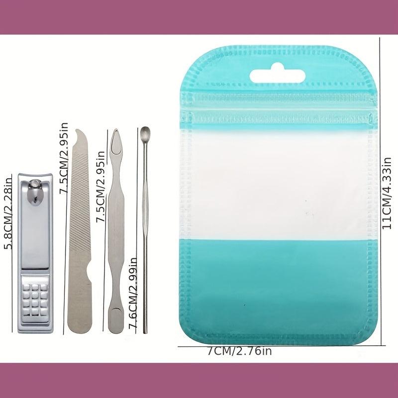 4pcs Nail File Manicure Tool Set Nail Clipper Digging Ear Spoon Nail Art
