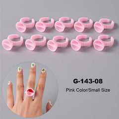10pcs Pink Nail Art Rings Palette Container Gel Painting Manicure Tools