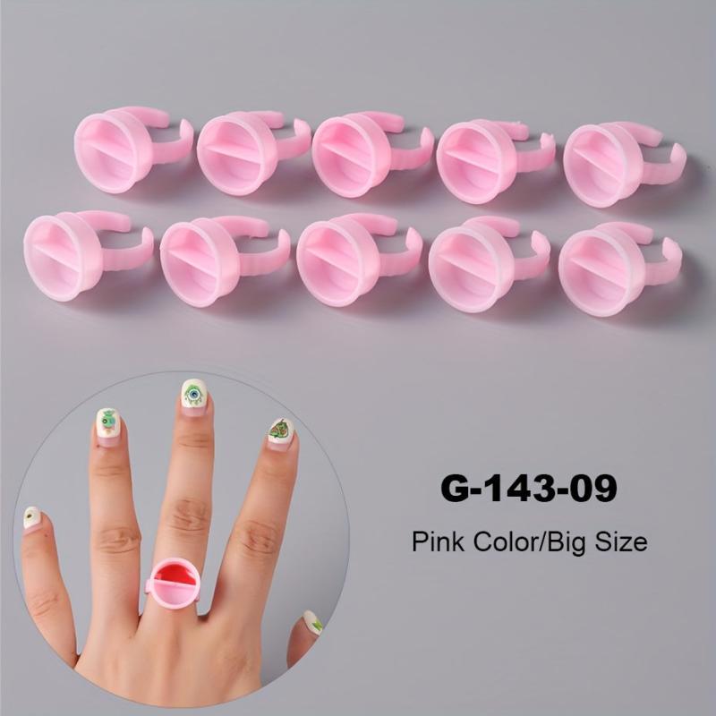 10pcs Pink Nail Art Rings Palette Container Gel Painting Manicure Tools