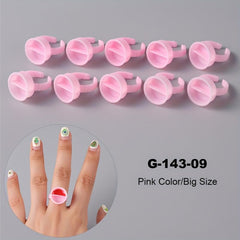 10pcs Pink Nail Art Rings Palette Container Gel Painting Manicure Tools
