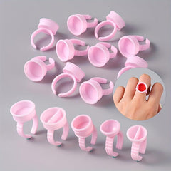 10pcs Pink Nail Art Rings Palette Container Gel Painting Manicure Tools