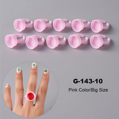 10pcs Pink Nail Art Rings Palette Container Gel Painting Manicure Tools