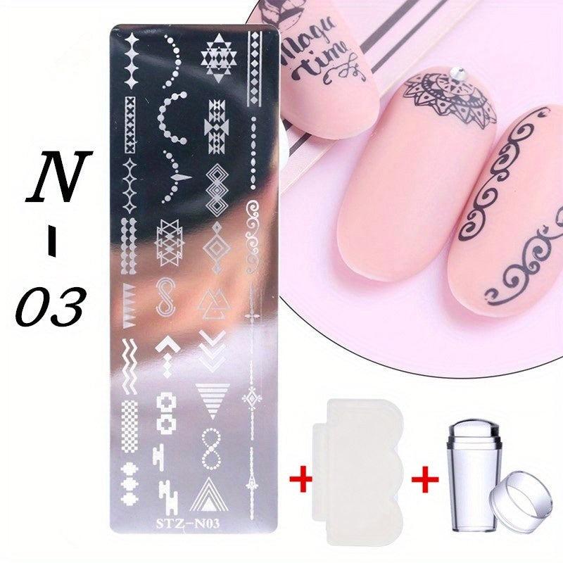 Nail Stamping Board Set Brush Transfer Template DIY Nail Tool