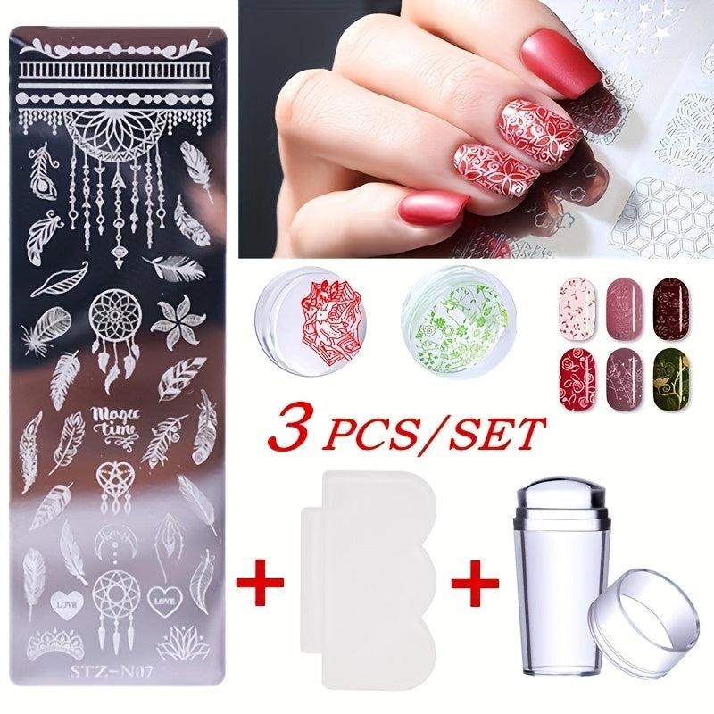 Nail Stamping Board Set Brush Transfer Template DIY Nail Tool
