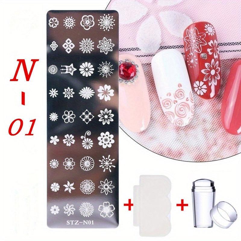 Nail Stamping Board Set Brush Transfer Template DIY Nail Tool