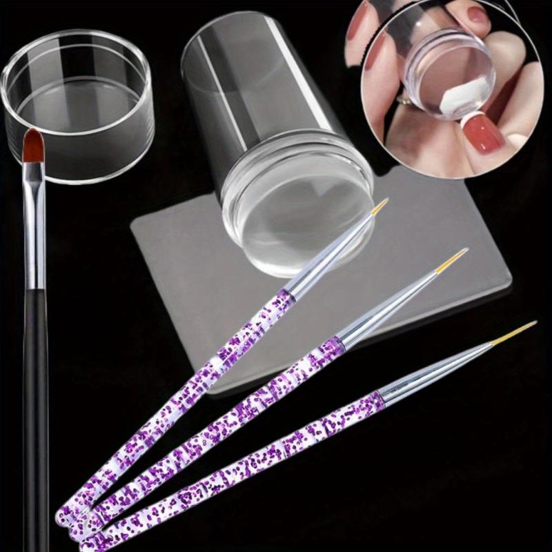 Nail Art Stamper Tools Crystal Silicone Head with Scraper DIY Manicure Print