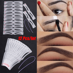 12pcs Eyebrow Stencil Reusable Stickers Stamp Makeup Tool