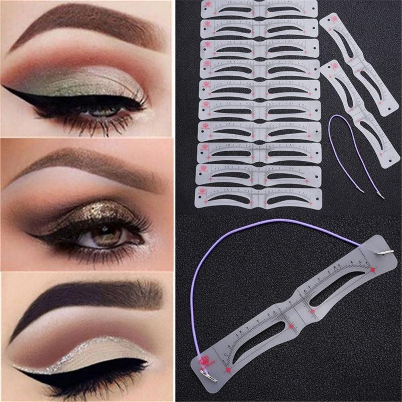 12pcs Eyebrow Stencil Reusable Stickers Stamp Makeup Tool