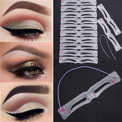 12pcs Eyebrow Stencil Reusable Stickers Stamp Makeup Tool