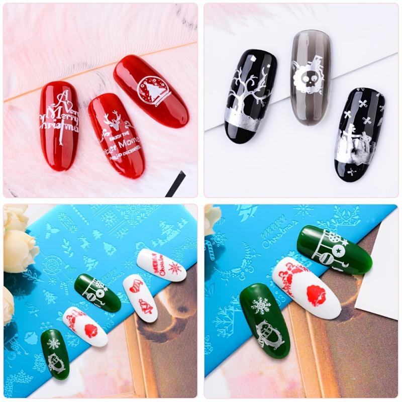 12pcs Nail Art Printing Template Set DIY Manicure Tools